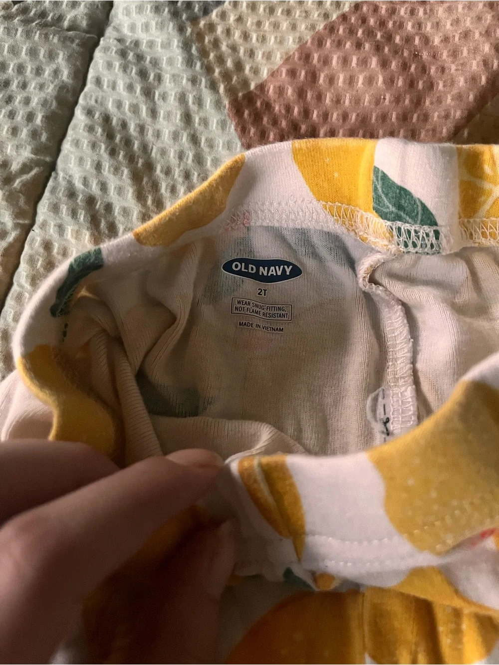 Old Navy White Lemon-Print Diaper Cover with Yellow & Green Accents